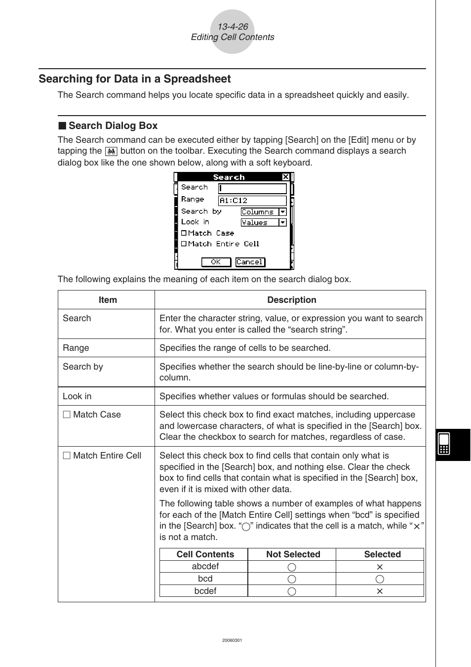 Searching for data in a spreadsheet -4-26, Searching for data in a spreadsheet | Casio CLASSPAD 330 3.04 User Manual | Page 744 / 954