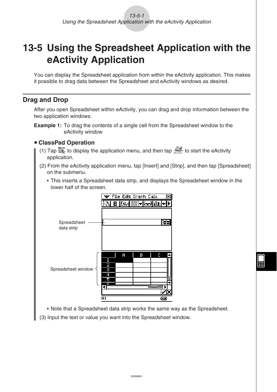 Drag and drop -5-1, 5 using the spreadsheet application with the, Eactivity application | Casio CLASSPAD 330 3.04 User Manual | Page 749 / 954