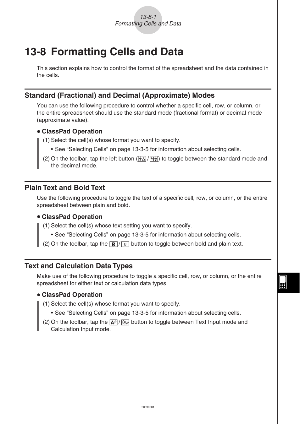 8 formatting cells and data, Formatting, Cells and data -8-1 | 8 formatting, Cells and data | Casio CLASSPAD 330 3.04 User Manual | Page 773 / 954