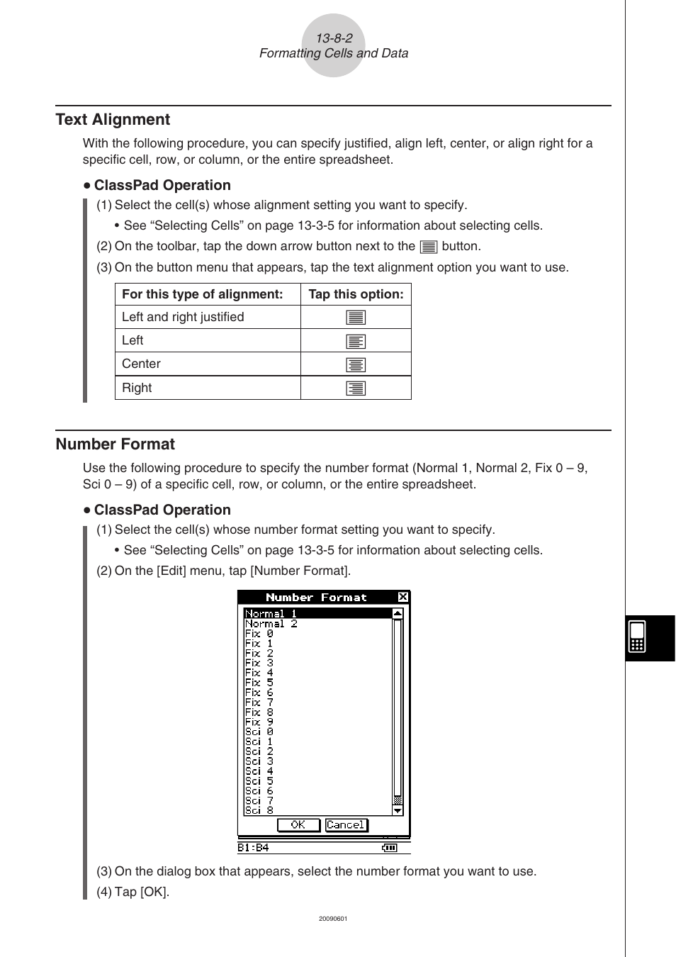 Text alignment -8-2 number format -8-2, Text alignment, Number format | Casio CLASSPAD 330 3.04 User Manual | Page 774 / 954