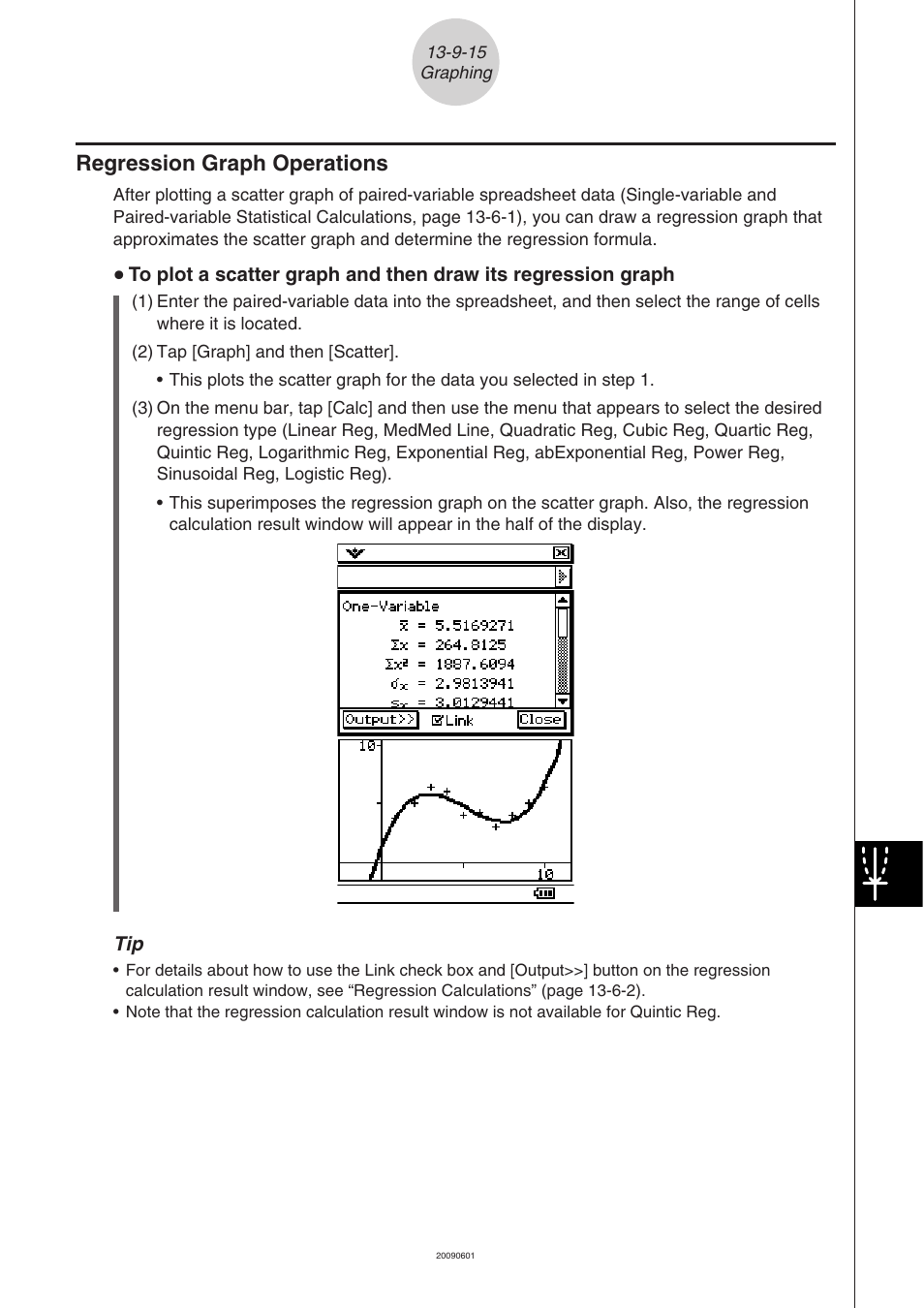 Regression graph operations -9-15, Regression graph operations | Casio CLASSPAD 330 3.04 User Manual | Page 792 / 954