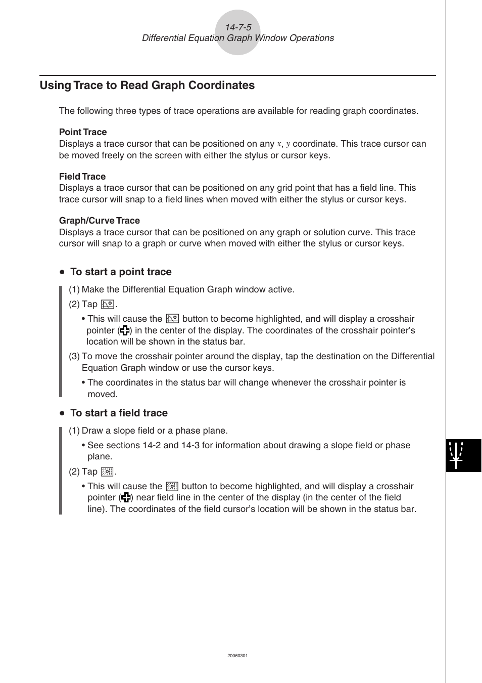 Using trace to read graph coordinates -7-5, Using trace to read graph coordinates | Casio CLASSPAD 330 3.04 User Manual | Page 827 / 954