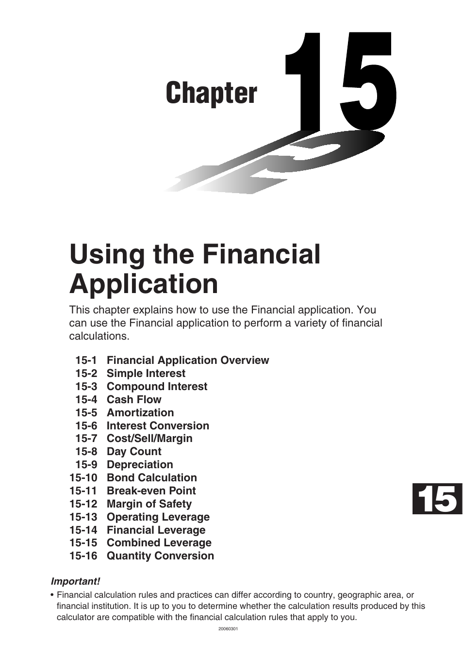 Chapter 15 using the financial application, Chapter, Using the financial application | Casio CLASSPAD 330 3.04 User Manual | Page 833 / 954