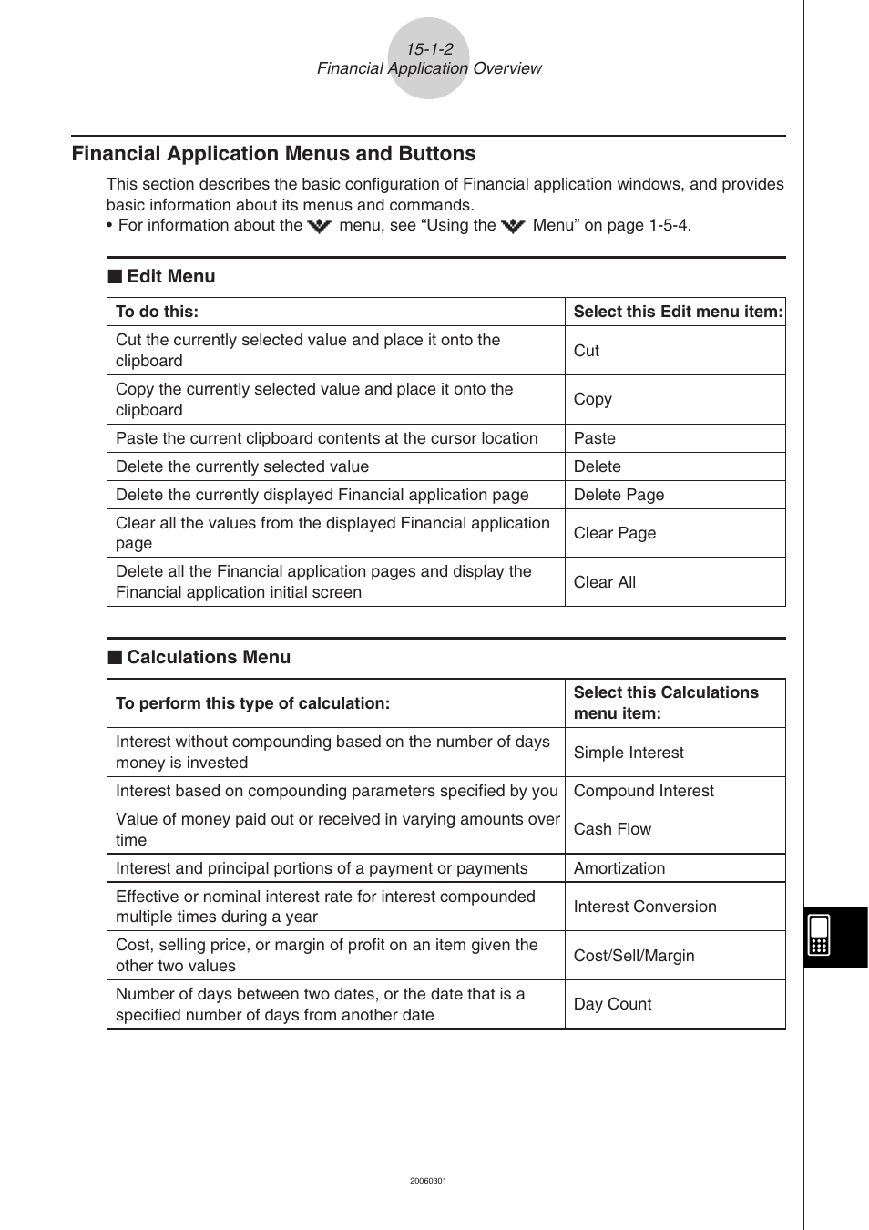 Financial application menus and buttons -1-2, Financial application menus and buttons | Casio CLASSPAD 330 3.04 User Manual | Page 835 / 954