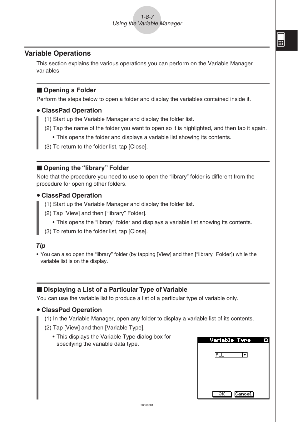 Variable operations -8-7, Variable operations | Casio CLASSPAD 330 3.04 User Manual | Page 87 / 954