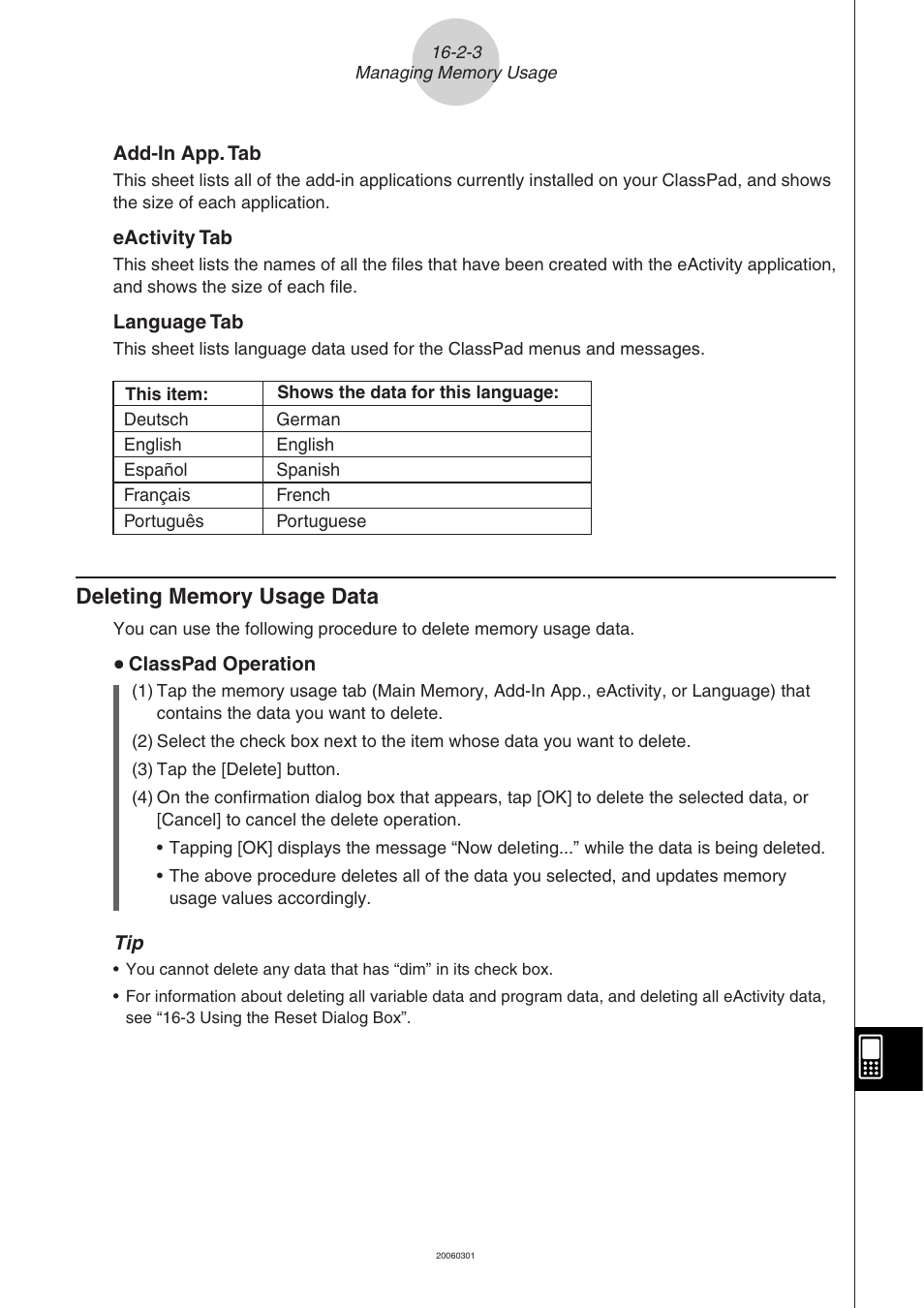 Deleting memory usage data -2-3 | Casio CLASSPAD 330 3.04 User Manual | Page 882 / 954