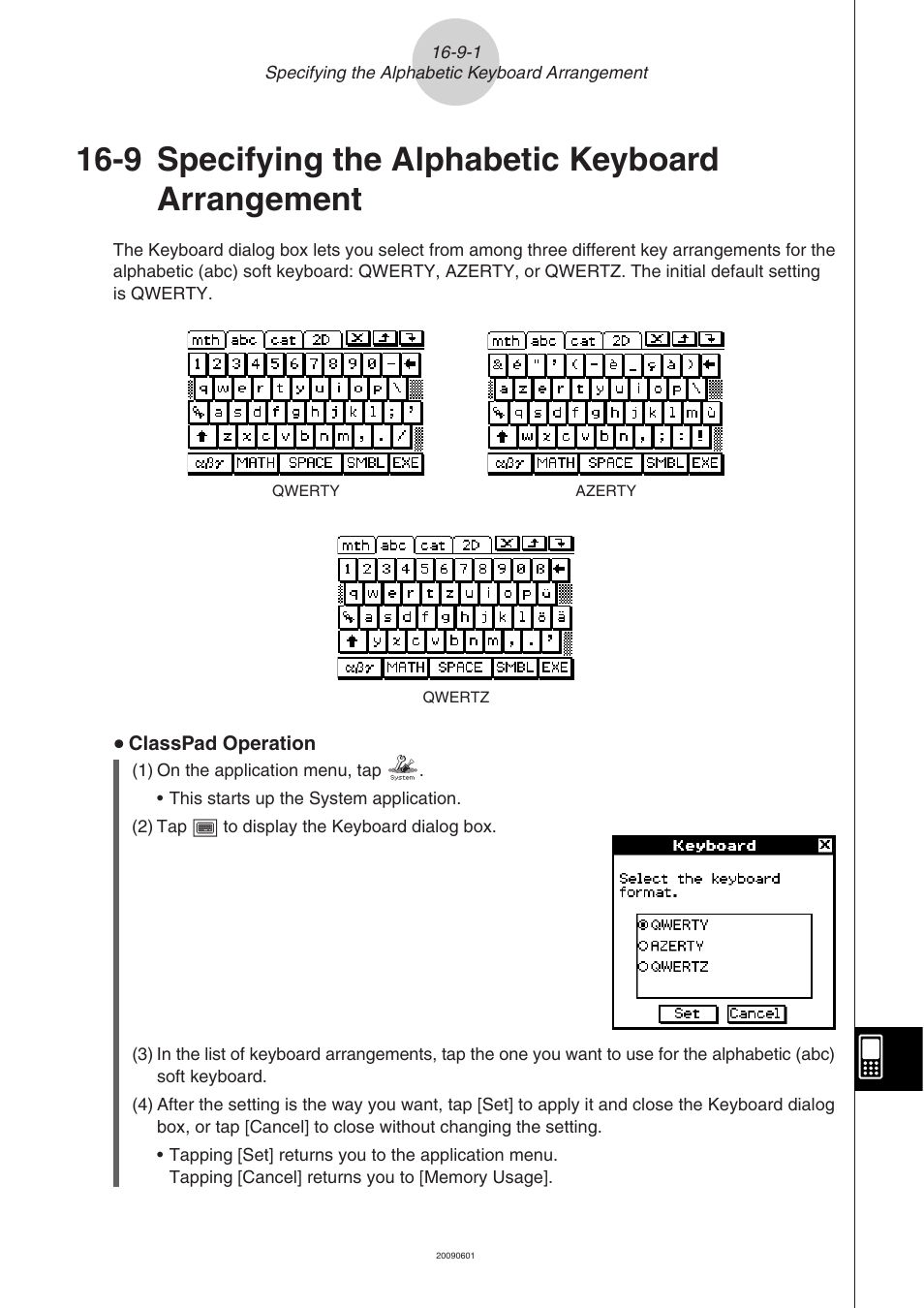 9 specifying the alphabetic keyboard arrangement | Casio CLASSPAD 330 3.04 User Manual | Page 890 / 954