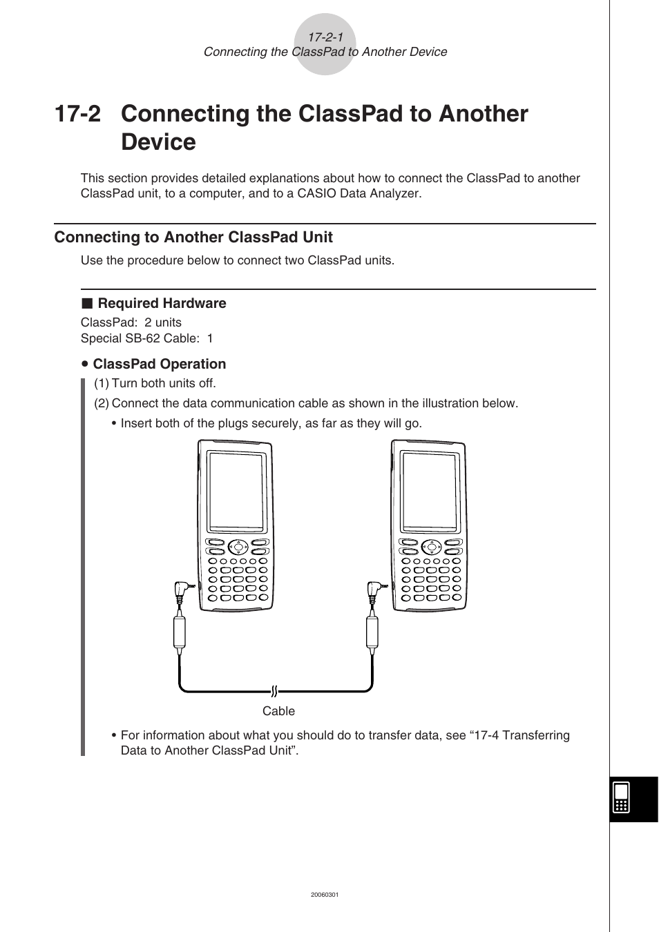 2 connecting the classpad to another device, 2 connecting the classpad to another device -2-1, Connecting to another classpad unit -2-1 | Casio CLASSPAD 330 3.04 User Manual | Page 903 / 954