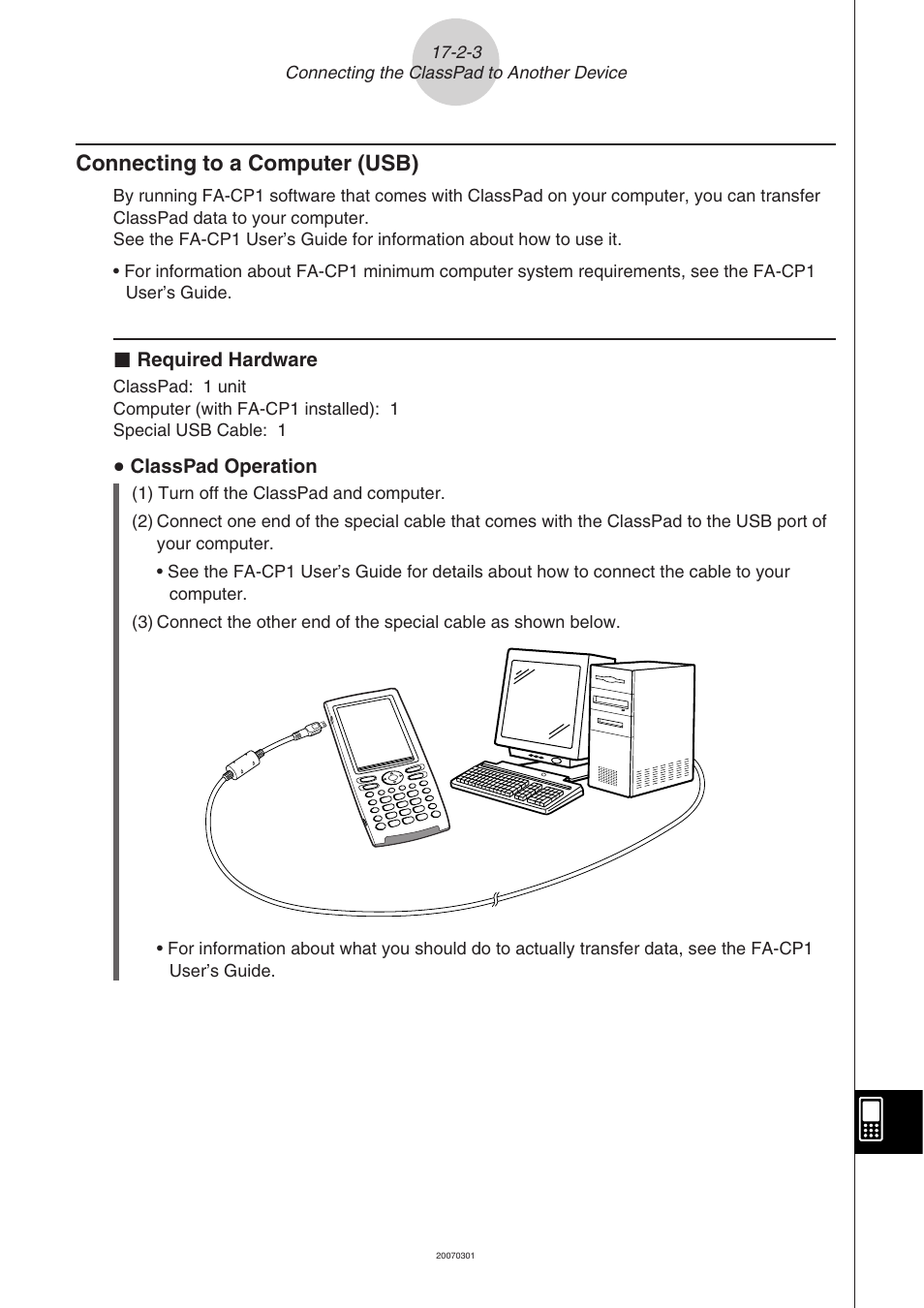 Connecting to a computer (usb) -2-3, Connecting to a computer (usb) | Casio CLASSPAD 330 3.04 User Manual | Page 905 / 954