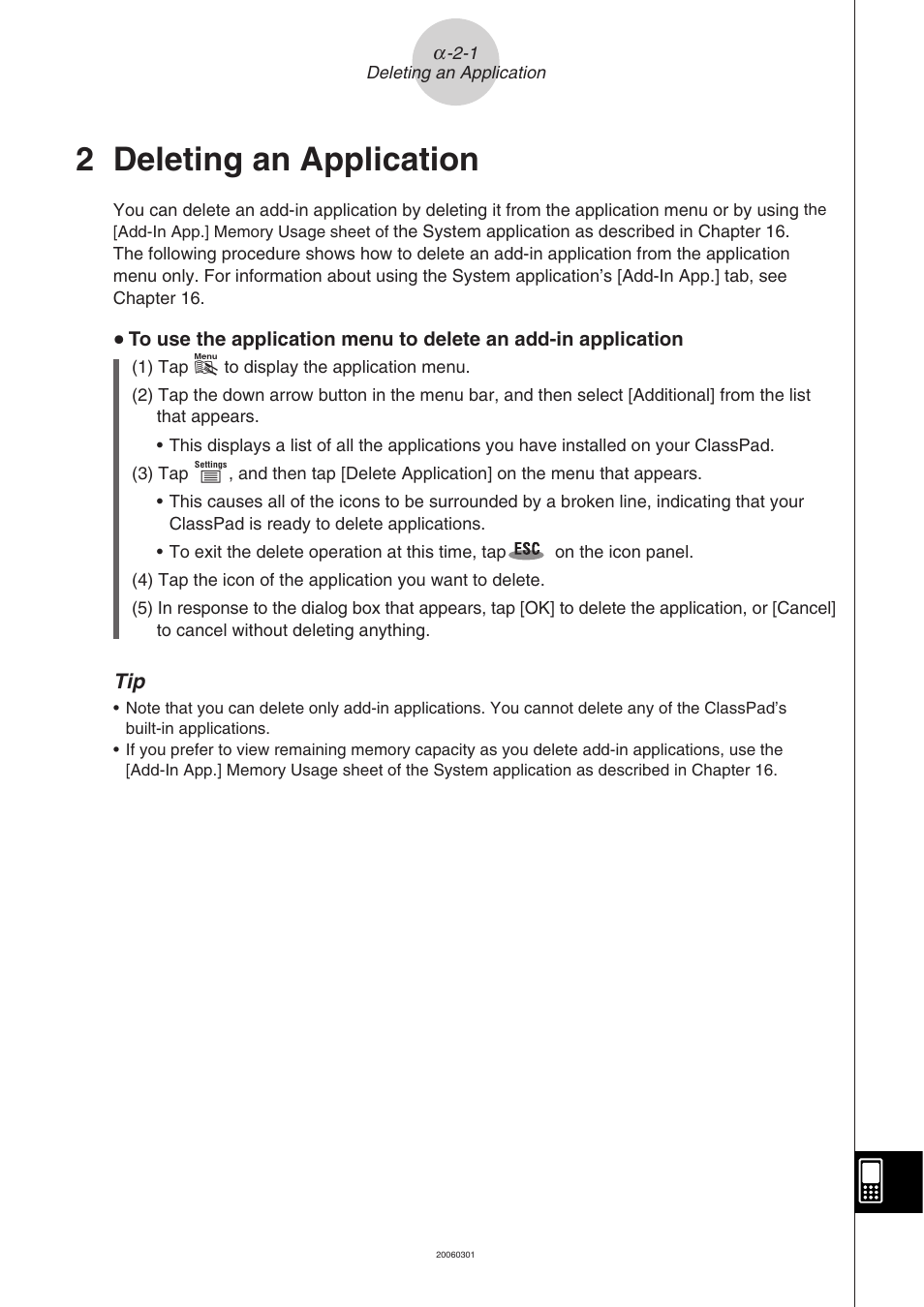 2 deleting an application | Casio CLASSPAD 330 3.04 User Manual | Page 918 / 954