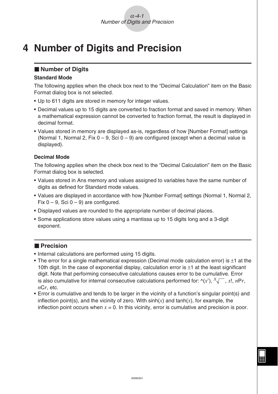 4 number of digits and precision | Casio CLASSPAD 330 3.04 User Manual | Page 924 / 954