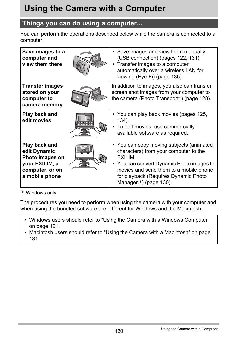 Using the camera with a computer, Things you can do using a computer | Casio EX-H15 User Manual | Page 120 / 194