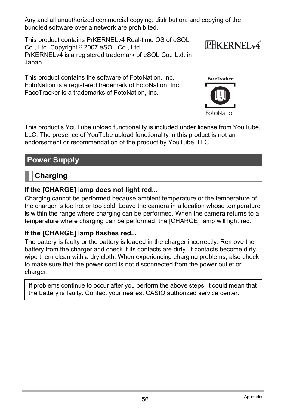 Power supply, Charging | Casio EXILIM EX-Z450 User Manual | Page 156 / 191