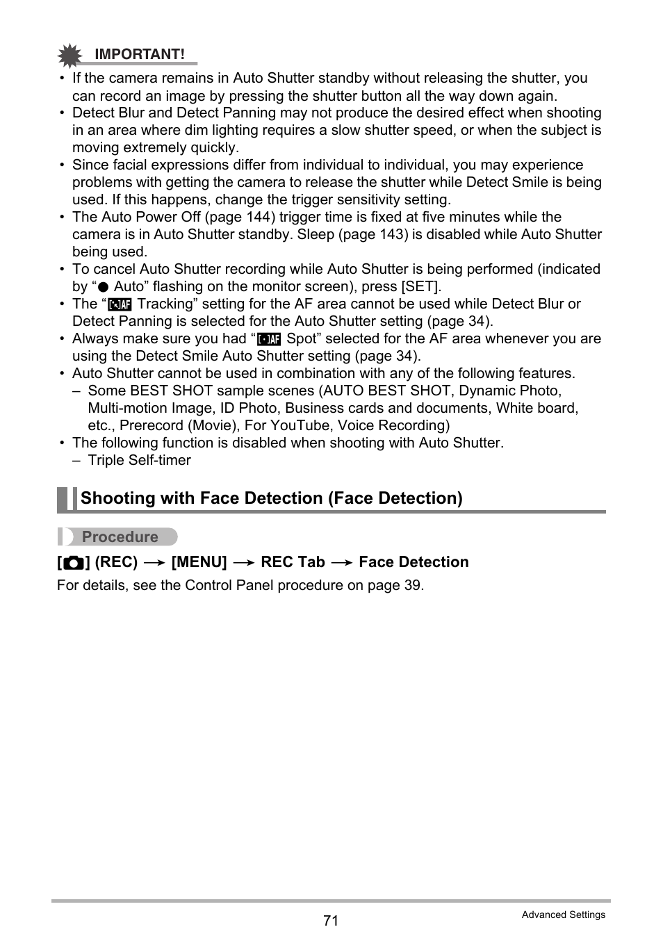 Shooting with face detection (face detection) | Casio EXILIM EX-Z450 User Manual | Page 71 / 191