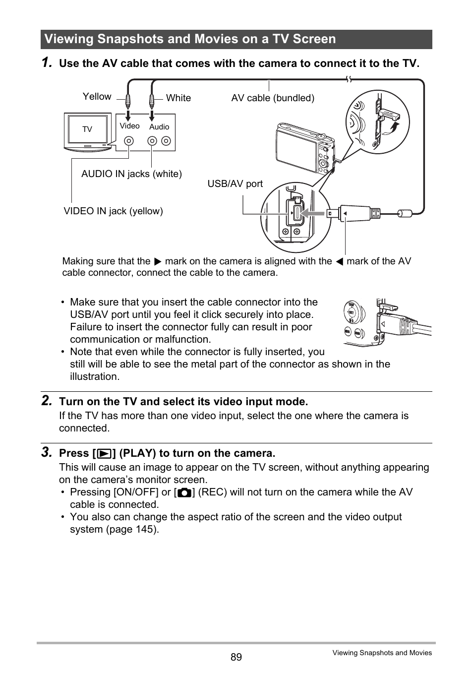 Viewing snapshots and movies on a tv screen | Casio EXILIM EX-Z450 User Manual | Page 89 / 191