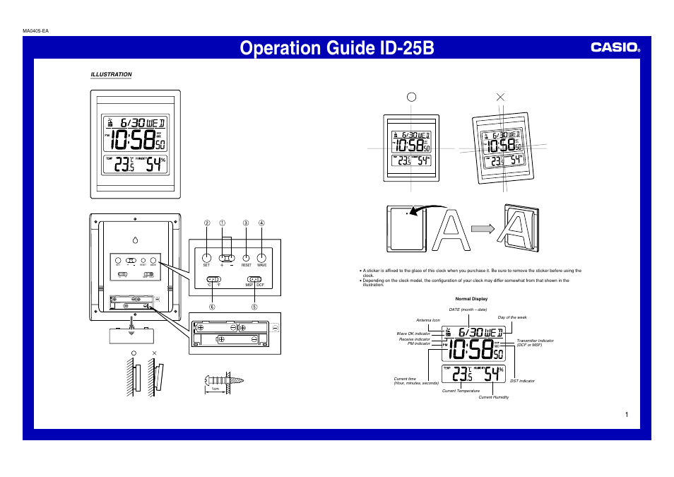 Casio ID-25B User Manual | 3 pages