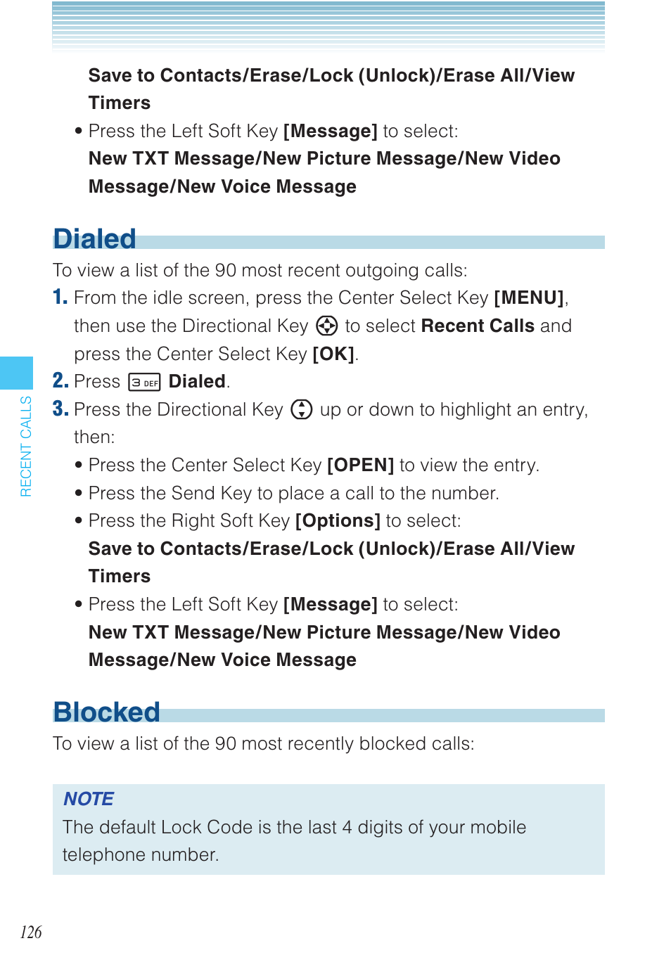 Dialed, Blocked | Casio EXILIM C721 User Manual | Page 127 / 220