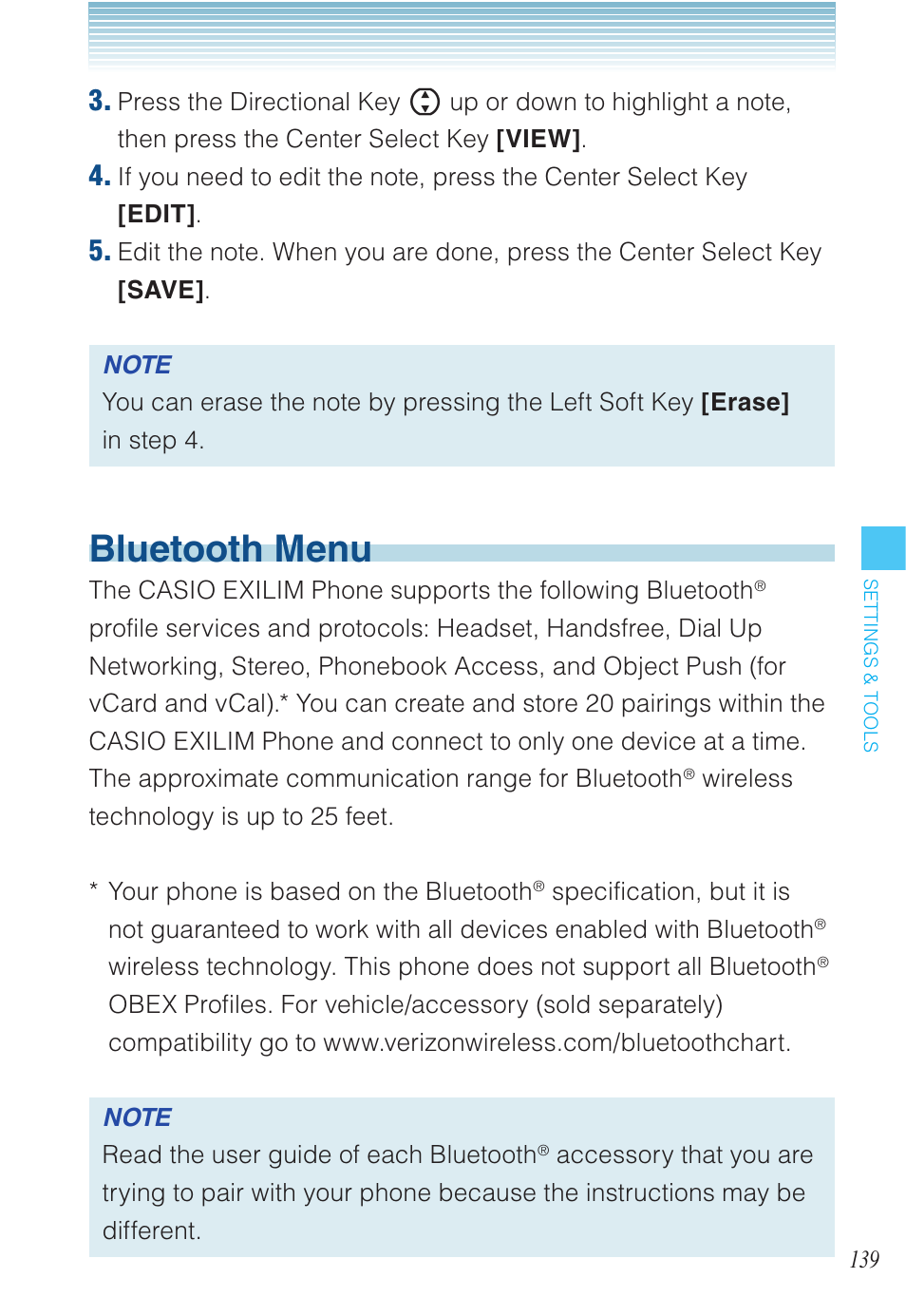 Bluetooth menu | Casio EXILIM C721 User Manual | Page 140 / 220