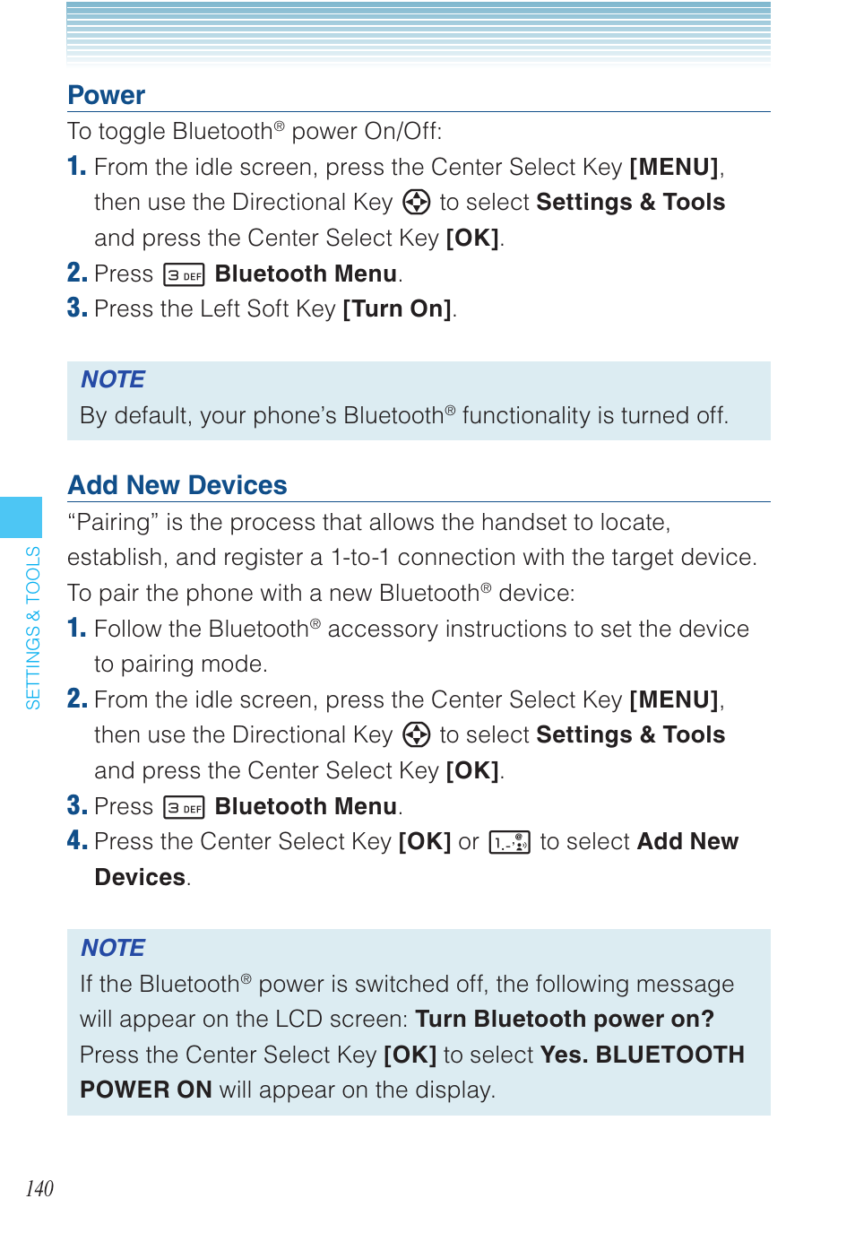 Power, Add new devices | Casio EXILIM C721 User Manual | Page 141 / 220