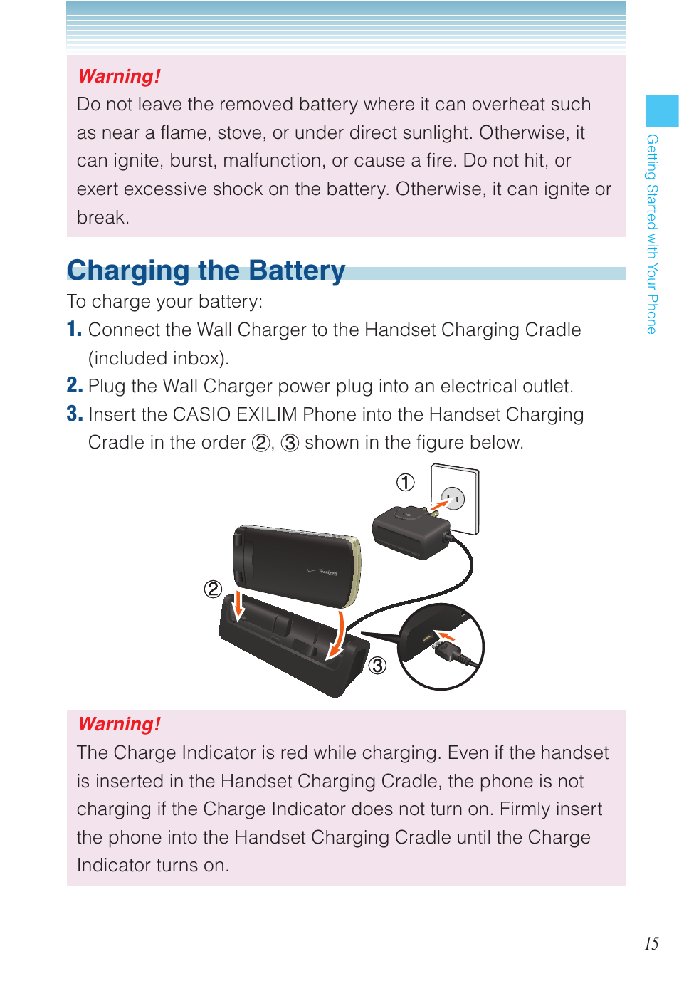 Charging the battery | Casio EXILIM C721 User Manual | Page 16 / 220