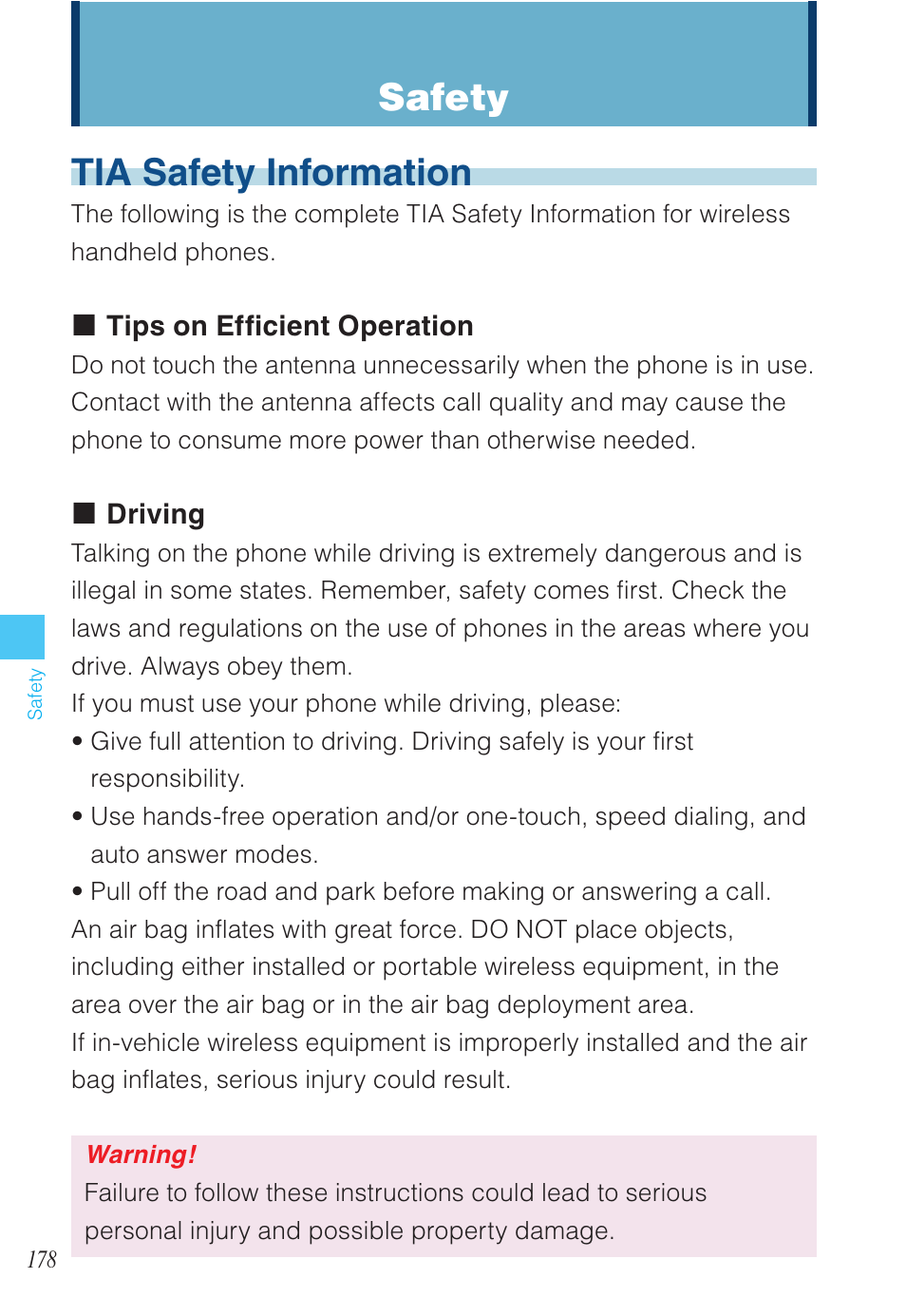 Tia safety information, Safety | Casio EXILIM C721 User Manual | Page 179 / 220