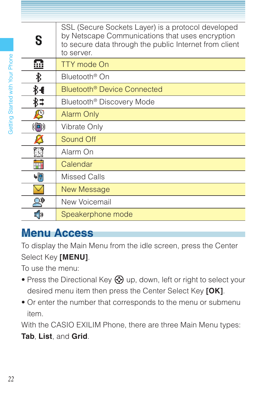 Menu access | Casio EXILIM C721 User Manual | Page 23 / 220