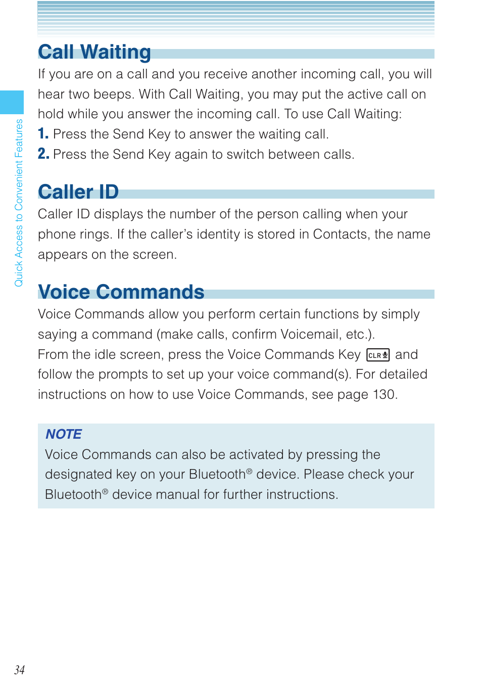 Call waiting, Caller id, Voice commands | Casio EXILIM C721 User Manual | Page 35 / 220