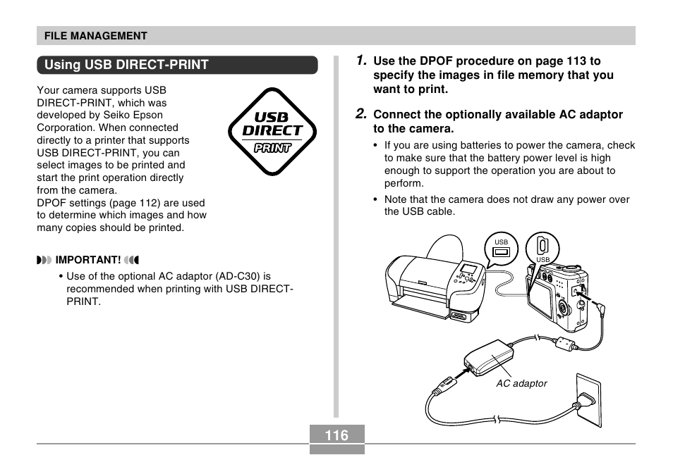 Using usb direct-print | Casio R51 User Manual | Page 116 / 184