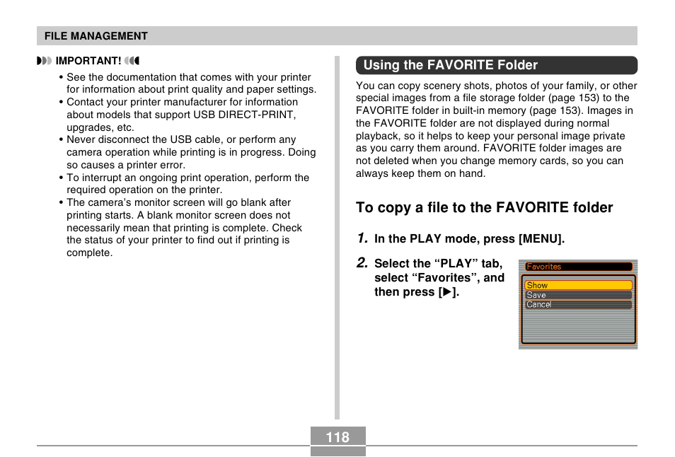 Using the favorite folder, To copy a file to the favorite folder | Casio R51 User Manual | Page 118 / 184