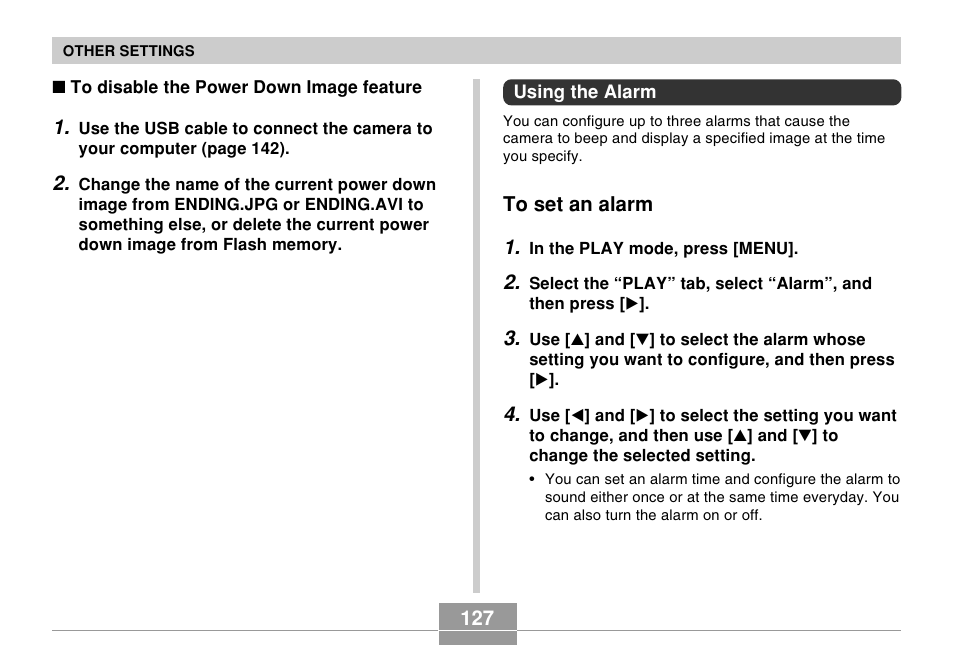 Using the alarm, To set an alarm | Casio R51 User Manual | Page 127 / 184