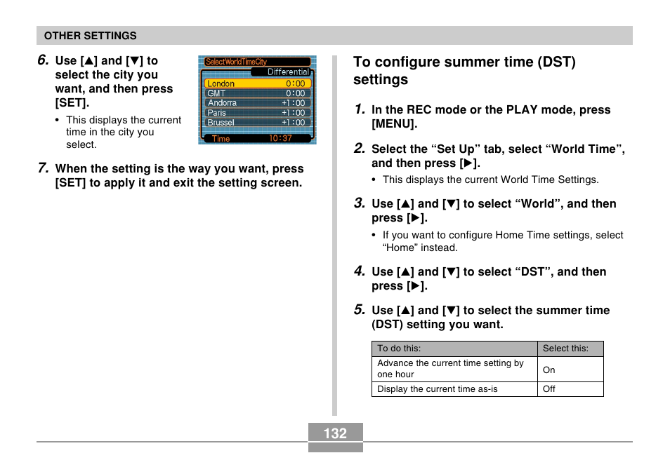 To configure summer time (dst) settings | Casio R51 User Manual | Page 132 / 184