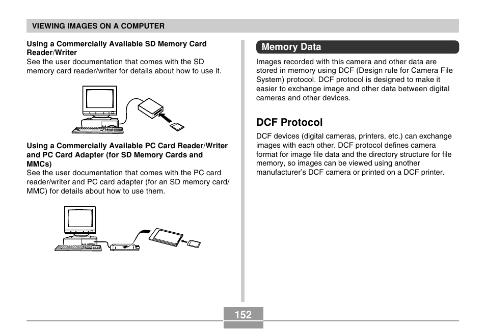 Memory data, Dcf protocol | Casio R51 User Manual | Page 152 / 184