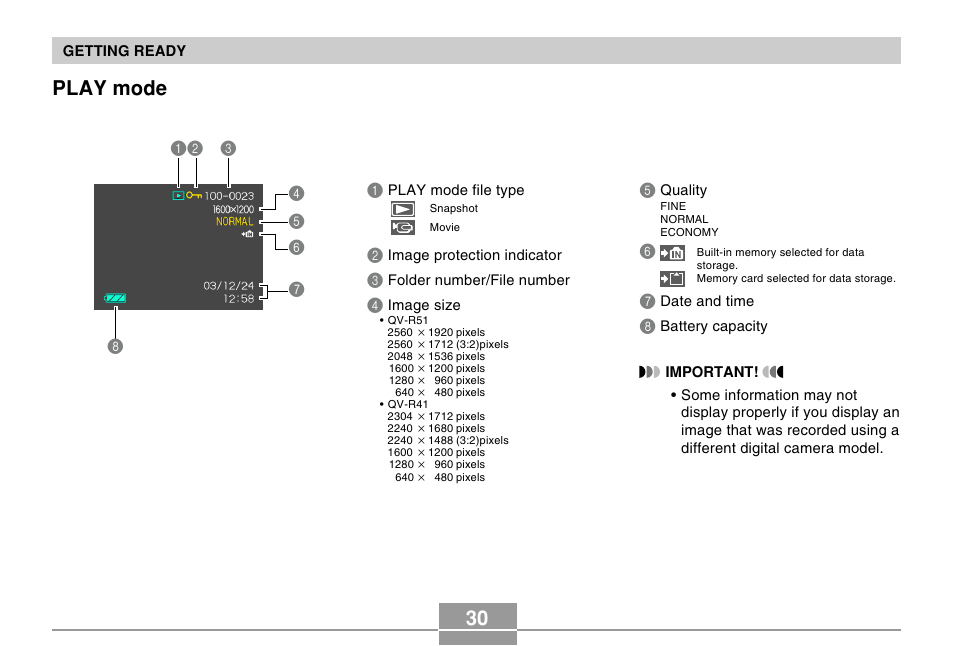 Play mode, 30 play mode | Casio R51 User Manual | Page 30 / 184