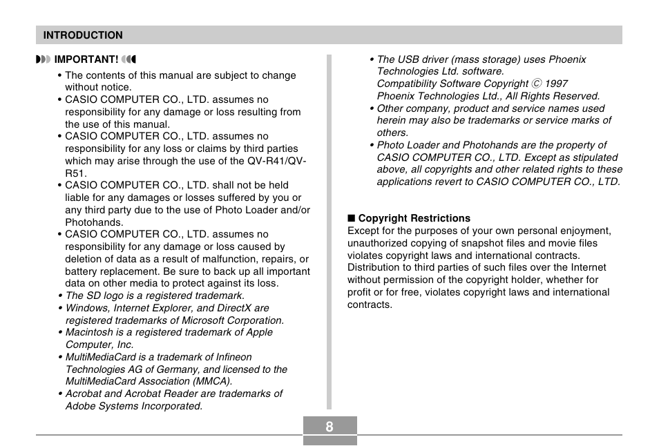 Casio R51 User Manual | Page 8 / 184