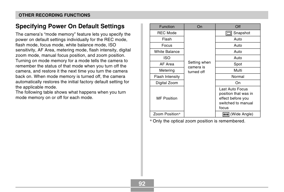 Specifying power on default settings | Casio R51 User Manual | Page 92 / 184