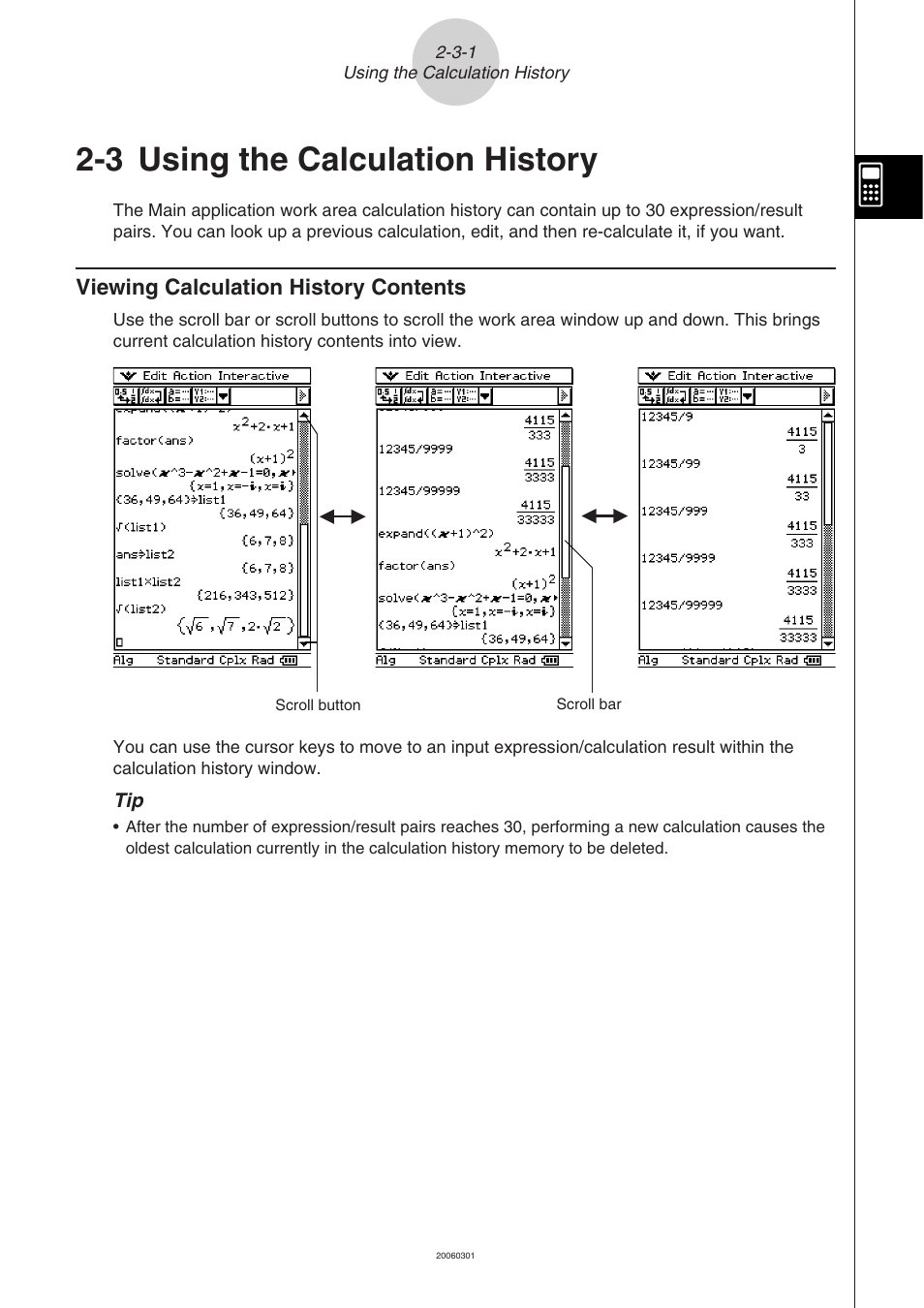 3 using the calculation history, Using the calculation history -3-1, Viewing calculation history contents -3-1 | Viewing calculation history contents | Casio 330 User Manual | Page 124 / 965