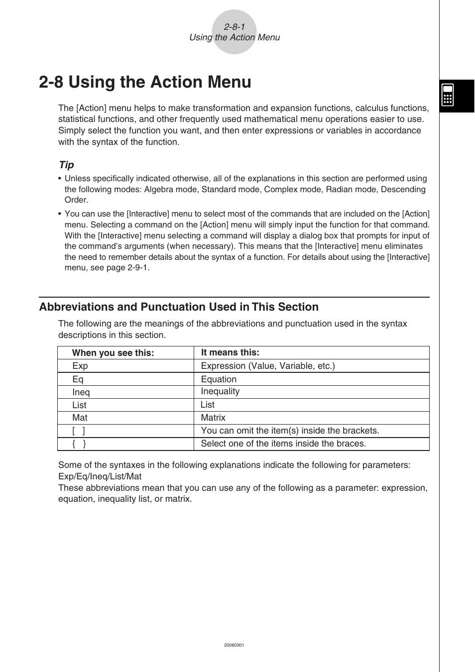 8 using the action menu, 8 using the action menu -8-1 | Casio 330 User Manual | Page 161 / 965