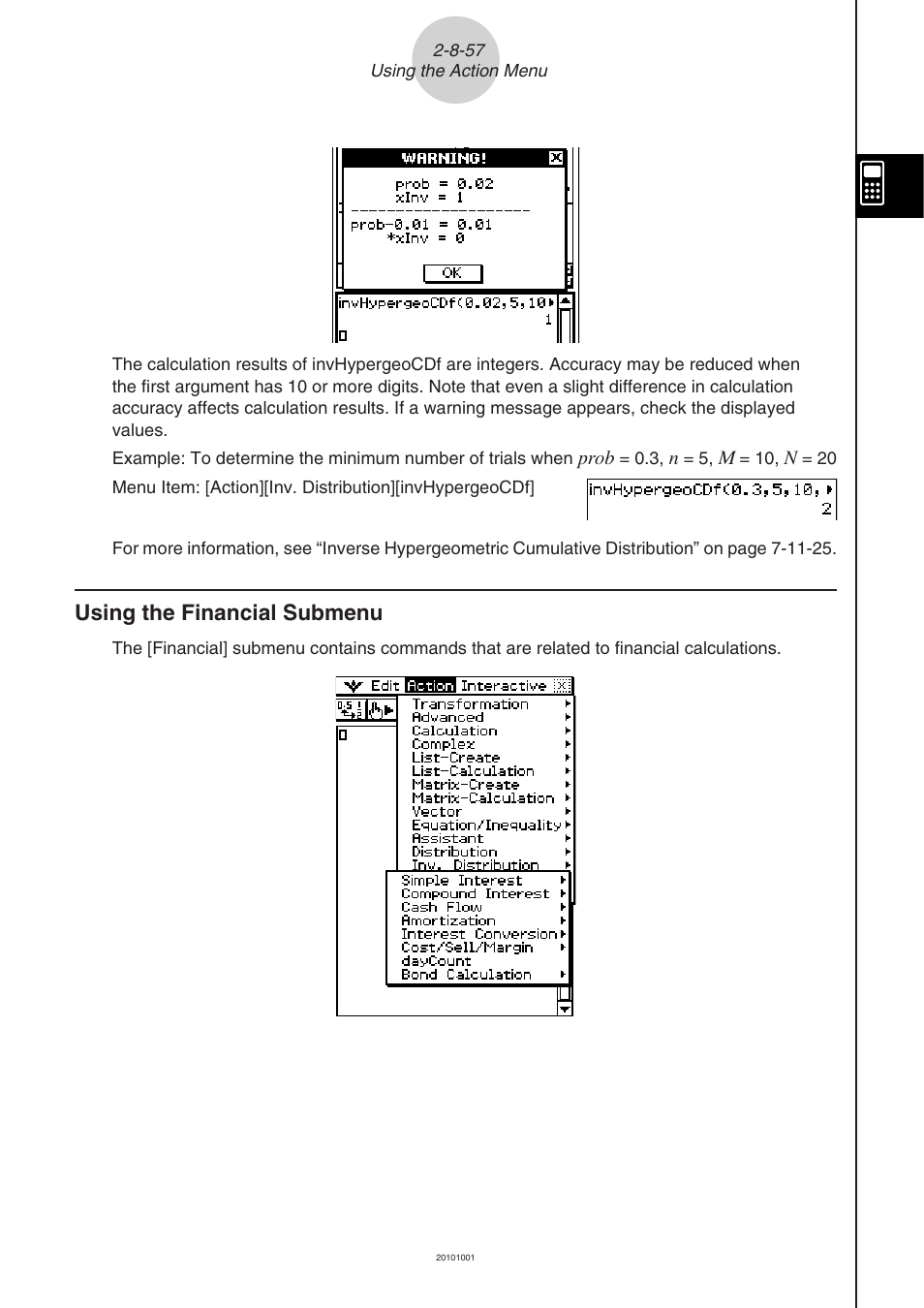 Using the financial submenu -8-57, Using the financial submenu | Casio 330 User Manual | Page 217 / 965