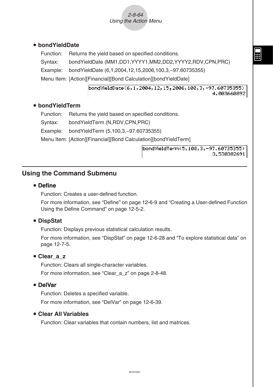 Using the command submenu -8-64, Using the command submenu | Casio 330 User Manual | Page 224 / 965
