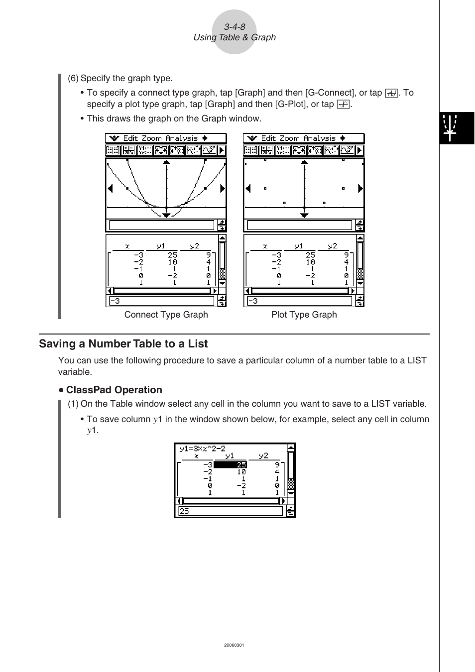 Saving a number table to a list -4-8, Saving a number table to a list | Casio 330 User Manual | Page 296 / 965