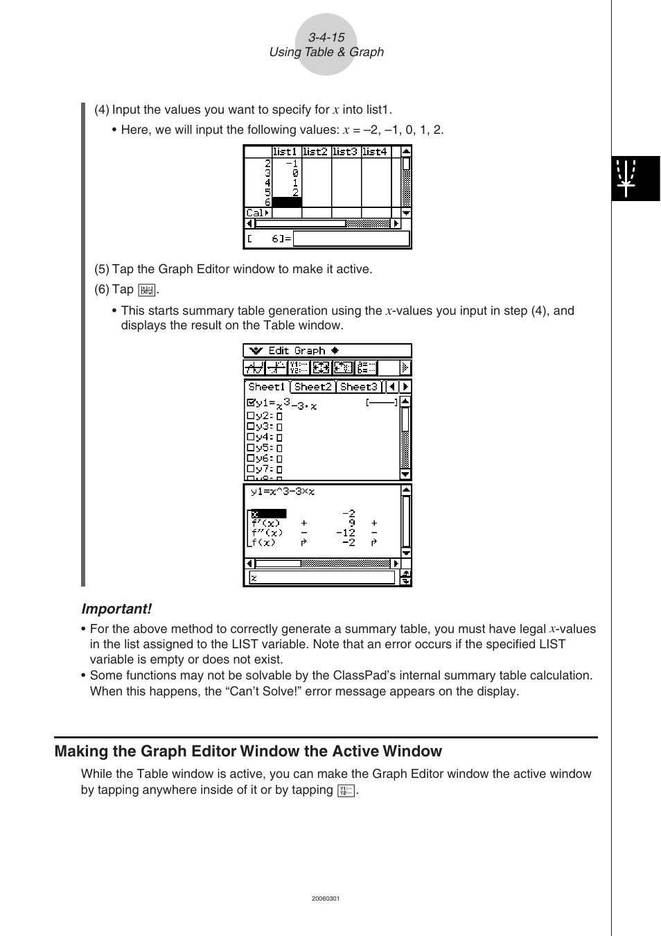 Making the graph editor window the active window | Casio 330 User Manual | Page 303 / 965
