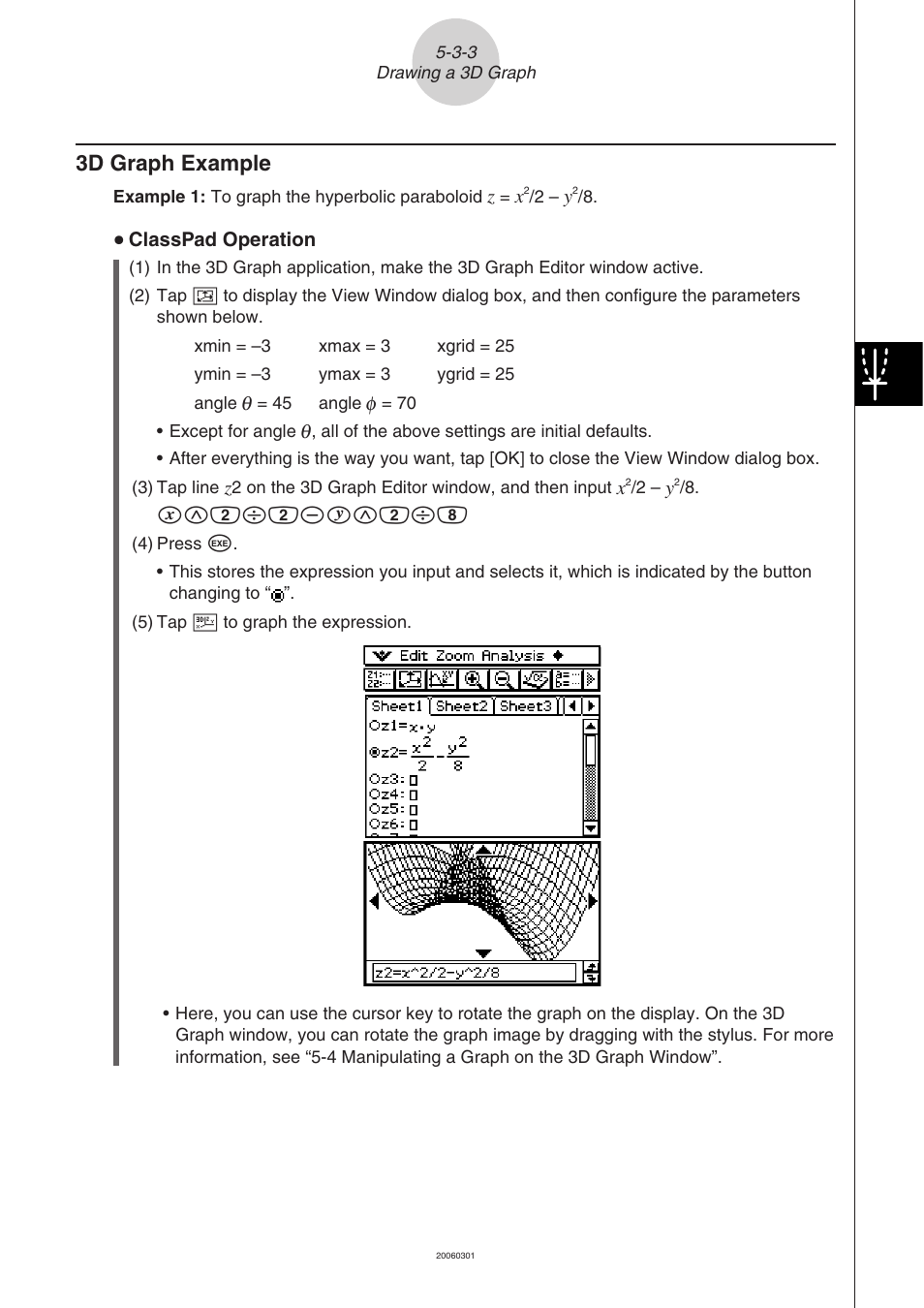 3d graph example -3-3, 3d graph example | Casio 330 User Manual | Page 360 / 965