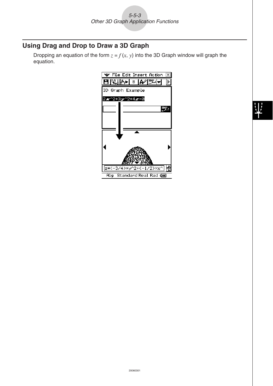 Using drag and drop to down a 3d graph -5-3, Using drag and drop to draw a 3d graph | Casio 330 User Manual | Page 368 / 965