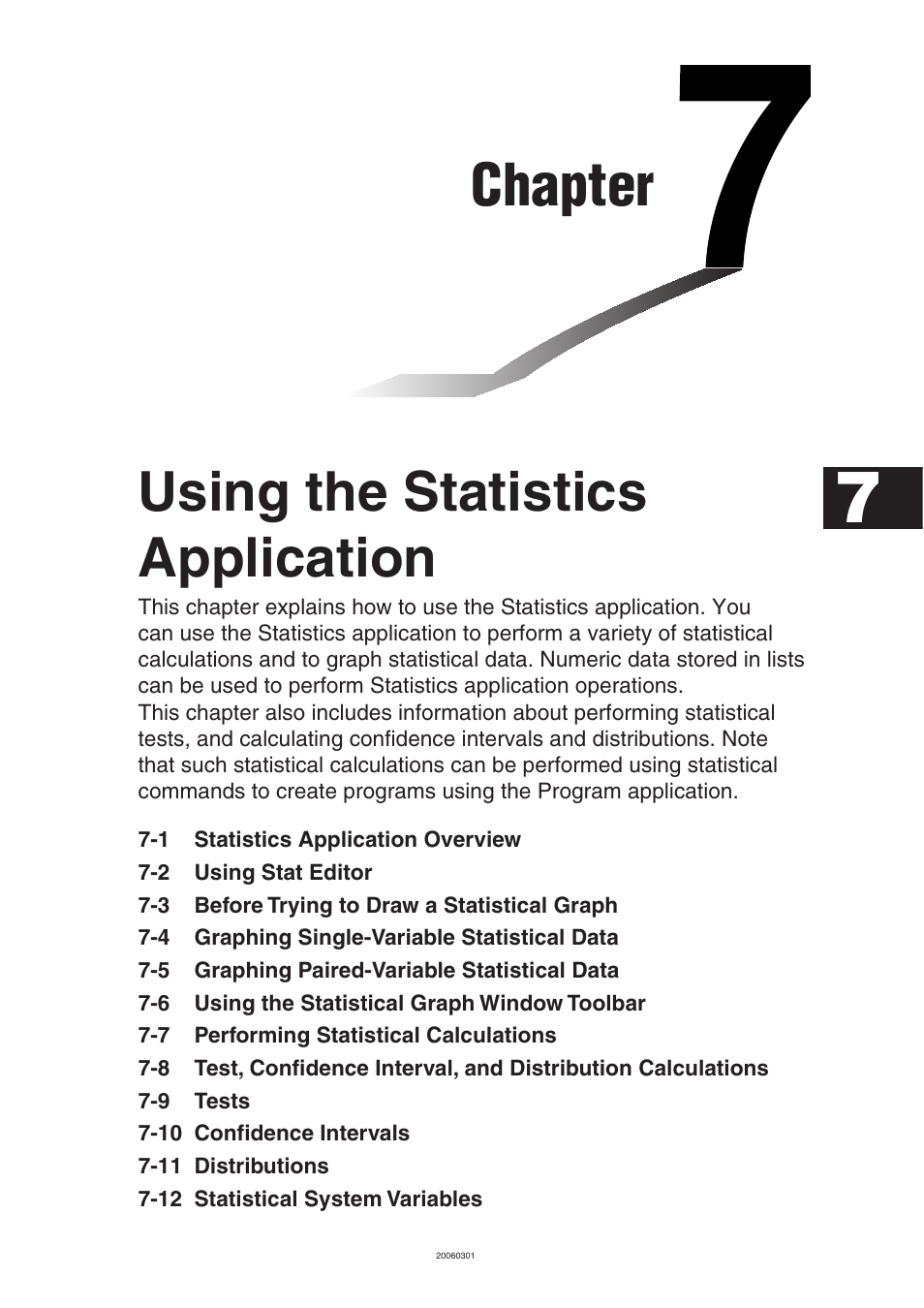 Chapter 7 using the statistics application, Chapter, Using the statistics application | Casio 330 User Manual | Page 385 / 965