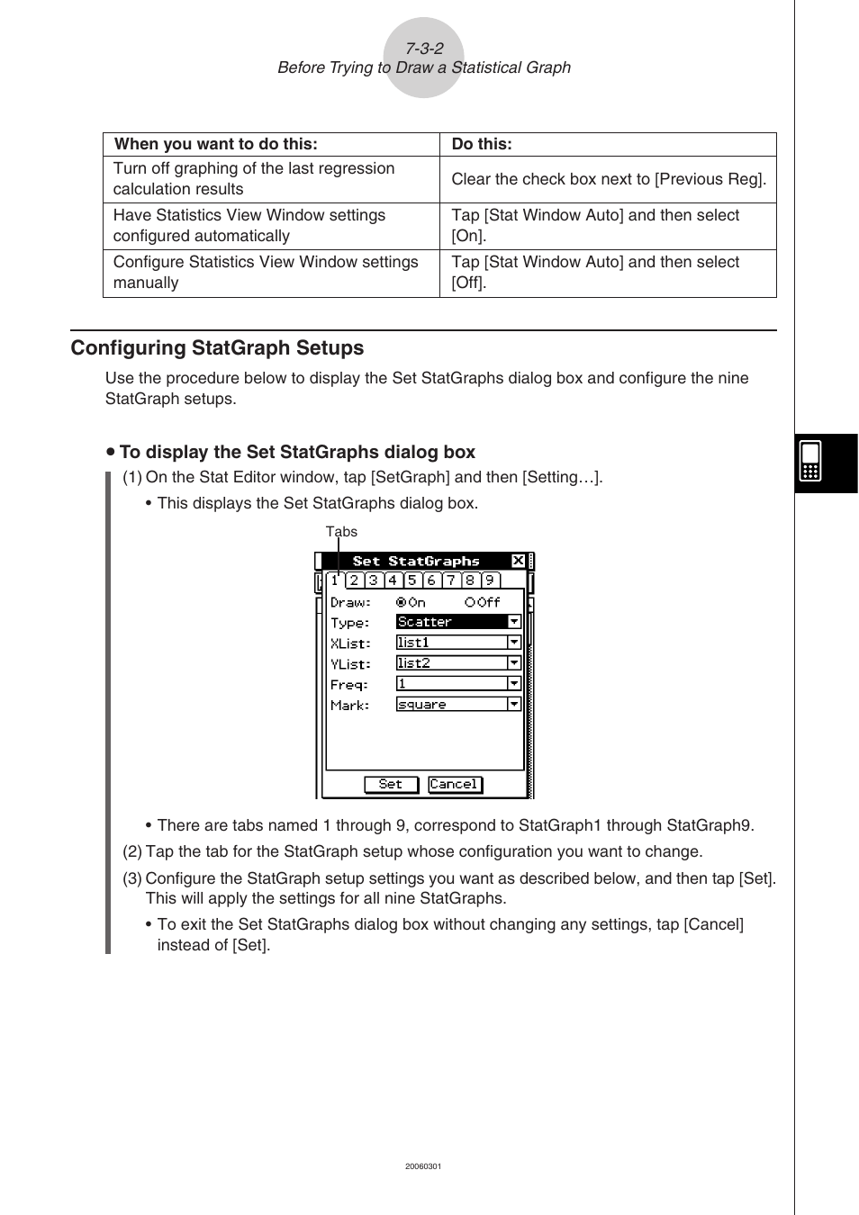 Configuring statgraph setups -3-2, Configuring statgraph setups | Casio 330 User Manual | Page 400 / 965