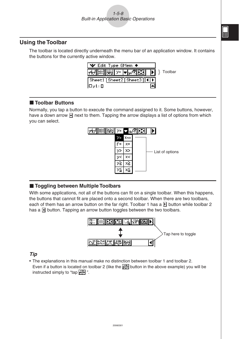 Using the toolbar -5-8, Using the toolbar | Casio 330 User Manual | Page 48 / 965