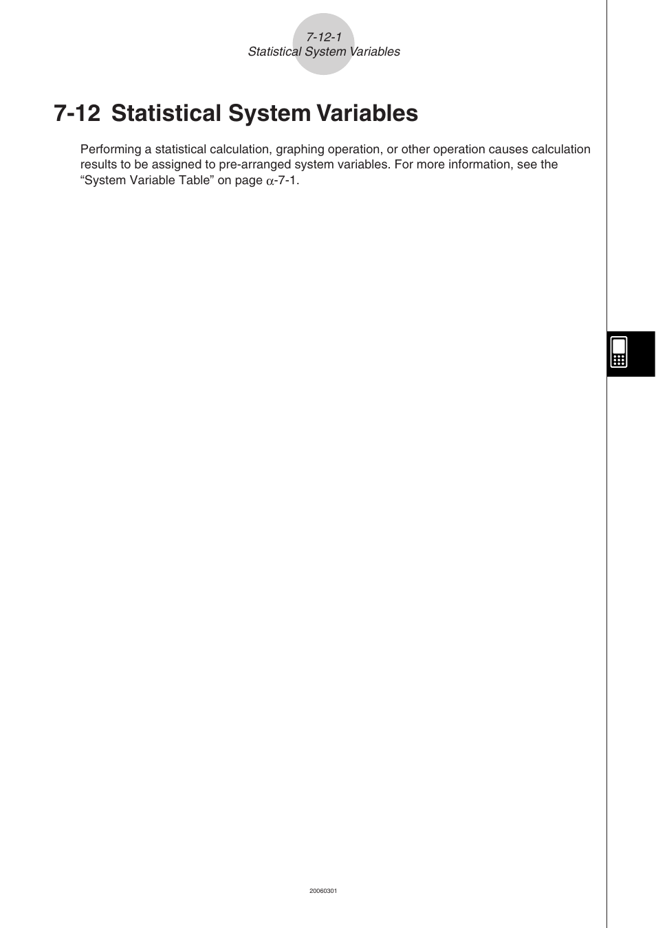 12 statistical system variables, Statistical, System | Variables | Casio 330 User Manual | Page 488 / 965