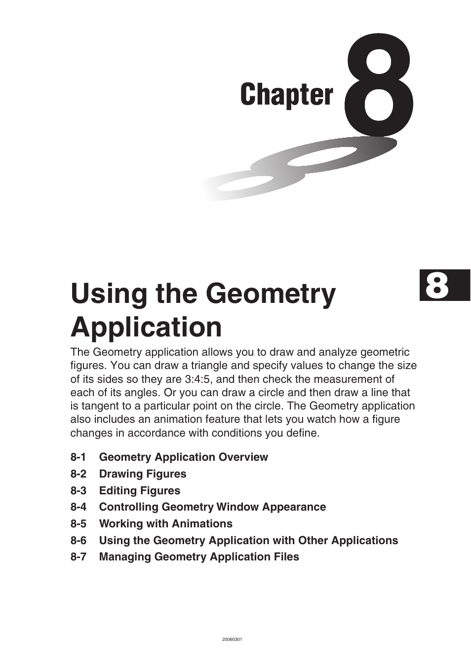 Chapter 8 using the geometry application, Chapter, Using the geometry application | Casio 330 User Manual | Page 489 / 965
