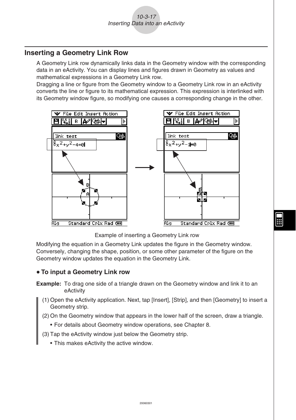 Inserting a geometry link row -3-17, Inserting a geometry link row | Casio 330 User Manual | Page 607 / 965