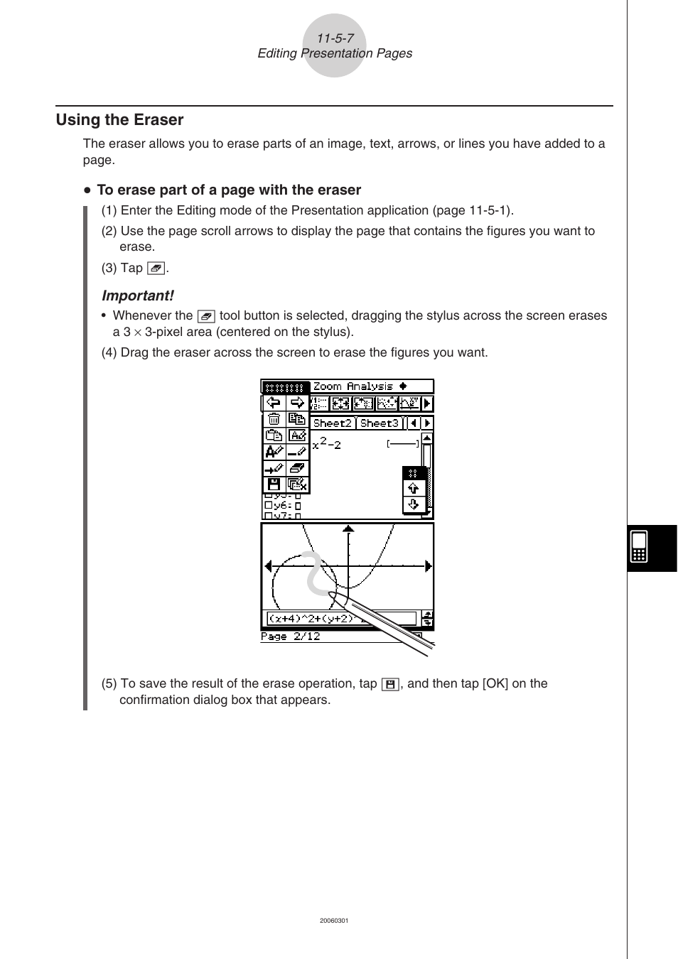 Using the eraser -5-7, Using the eraser | Casio 330 User Manual | Page 634 / 965